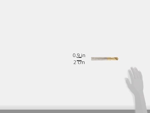 Keo 32102 Bit de broca de ritmo de aço de alta velocidade, revestimento de estanho, haste redonda, flauta à direita, ângulo de ponto de 90 graus, diâmetro do corpo de 1