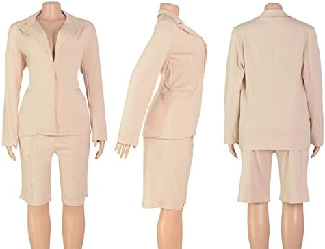 Shorts de blazer famnbro conjunto para mulheres 2023 roupas de duas peças de um botão de botão e ternos curtos das Bermudas