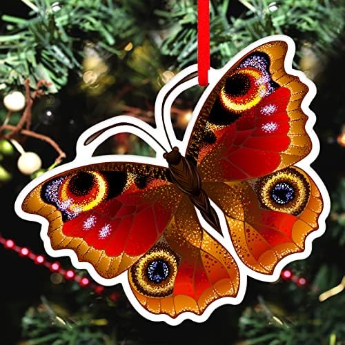 Enfeites de Natal de borboleta sicohome 2021 Ornamentos de árvore de natal de lembrança Decorações de Natal de Butterfly
