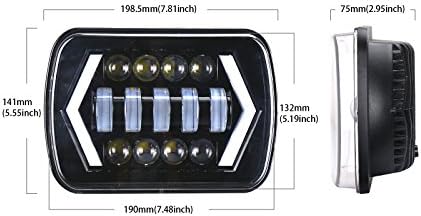 Demy 7x6 '' LED DRL FARECTL EM BRANCO/âmbar A luz retangular retangular substitui H6054 H5054 H6054LL 69822 Para caminhões