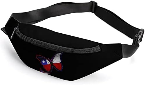 Bolsa de cinto de bandeira do Texas Butterfly para homens Moda Bolsa de cintura Crossbody Bag com cinta ajustável para escritório de