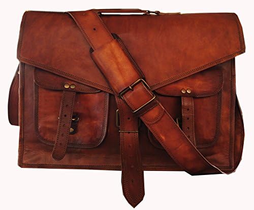 HLC ABB Vintage Handmade Leather Messenger Bag para Laptop Sagra Saco de Satchel 18 polegadas