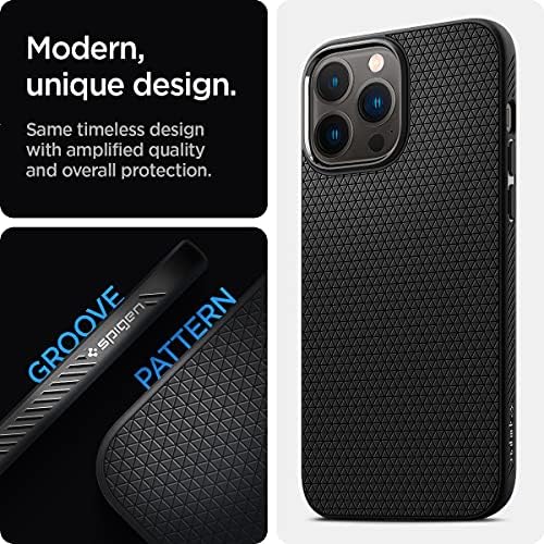 Armadura de ar líquido de Spigen projetada para iPhone 13 Pro Max Case - Matte Black