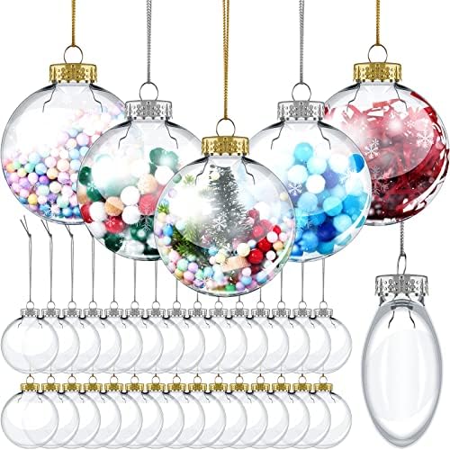 Clear Christmas Plástico Ornamento Bola Bola Transparente Esfera Preenchível Lâmpada Lâmpada Com corda e Bapa de Metal