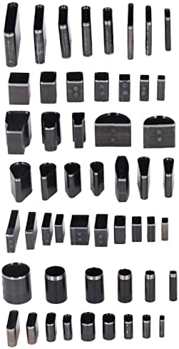 conjunto de ferramentas de cortador de punção vazia de estilo de forma 52 PLAAOOOoooooooo, conjunto de corte de couro prático de aço conjunto de moldes, formas de ferramentas de soco de couro, com caixa de armazenamento para fazer couro de couro