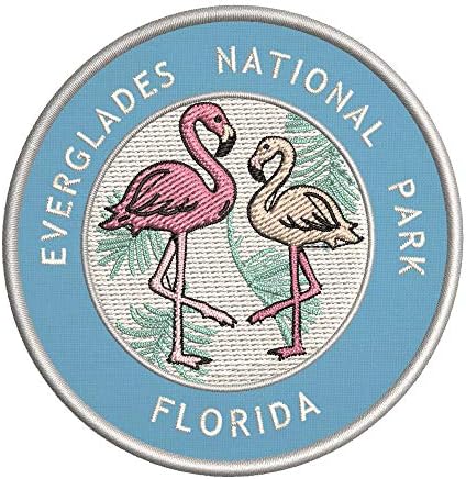 Parque Nacional Flamingos Everglades, Flórida Dois Flamingos Bordados Premium Patch Diy Ferro-On ou Sew-On Decorativo emblema