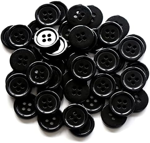 Ganssia 5/8 polegadas 4 orifícios botões pretos botões de costura 15mm para pacote de artesanato de 160 pcs