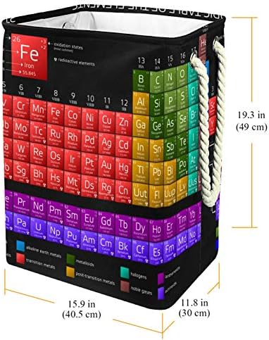 Deyya Tabela periódica de elementos Cestas de lavanderia cestam altas resistentes dobráveis ​​para crianças adultas