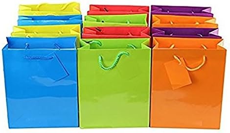Ifavor123 Sacos de presente de cor brilhante e variada para qualquer ocasião - pequena - 12 pacote