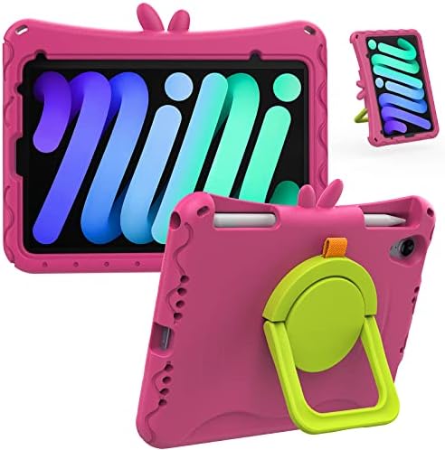 Timovo Kids Case para iPad mini 6, iPad Mini 6ª geração Caso para crianças, alça de dobramento de suporte rotável em