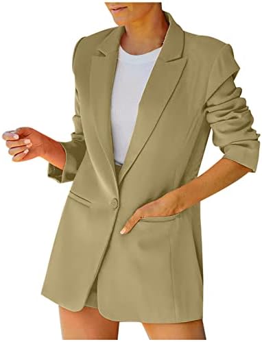 Moda Blazer frontal aberta para mulheres casuais casuais camisa de manga comprida Turn Bus do colarinho de colarinho Longo Blazers