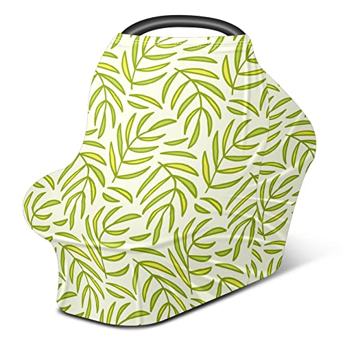 Tampa de assento de carro para bebês folhas verdes padrão cobertura de enfermagem perfeita Tampa de carrinho de cachecol de