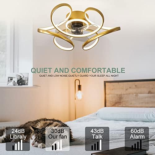 Luz do ventilador de teto inteligente GPNFGTL com controle remoto, luminária de ventilador de 6 velocidades de 3 velocidades com função de tempo, ventilador de teto de motor de cobre silencioso com luz para a cozinha do quarto da sala de estar