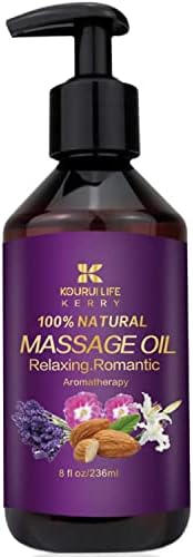Óleo de massagem de paixão para casais, aromaterapia Oil de massagem sensual, perfume de paraíso tropical com óleo de amêndoa e jojoba, óleo essencial de lavanda para massagem corporal inteira, 8 fl oz