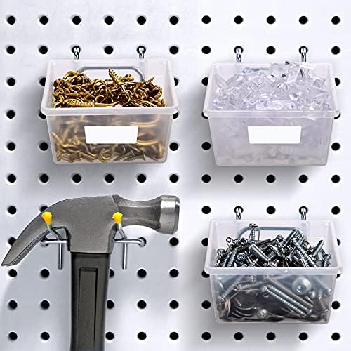 Lixeiras com ganchos e etiquetas, Pegboard Bins Kit Diy Pegboard Cestas Acessórios caixas de trabalho para organizar hardware,