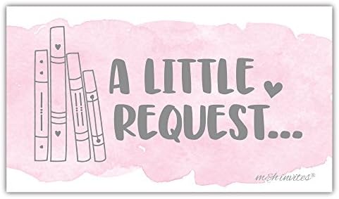 50 livros de aquarela rosa para cartões de solicitação de chá de bebê - inserções de convite - chá de bebê de menina