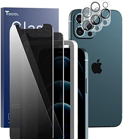 TOCOL 2+2 Pacote compatível com iPhone 12 Pro Max, não para iPhone 12 Pro 2 Pacote Protetor de tela de vidro temperado privacidade