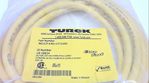 Turck RKE 4.5T-4-RSE 4.5T/S3060 Acoplamento de latão banhado a níquel, WeldLife, ITC/PLTC, extremidade dupla, M12 Eurofast,