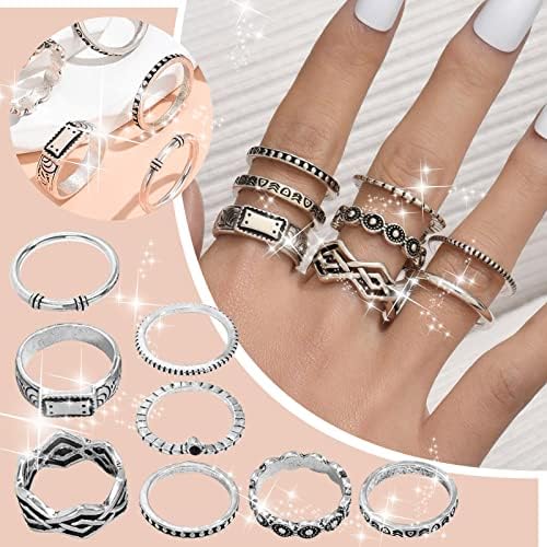 Anéis de casamento e noivado para mulheres vintage Ocean Wave Circle Metal Metal Anel de anéis de 8 peças para mulheres ótimas