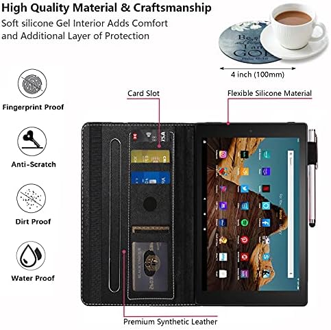 Caixa Bwooll para Fire HD 10 Tablet 10,1 polegadas - Slim Lightweight PU Stand Stand Toup com Automodante/Sleep, Christian