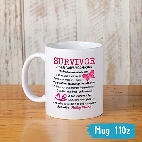 Caneca de definição de sobrevivente personalizada, presente de sobrevivente ao câncer, caneca de sobrevivente ao câncer