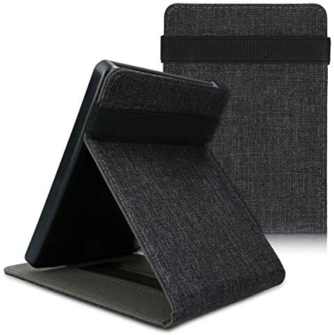 Capa Kwmobile para Kobo Glo HD/Touch 2.0 - Caixa eletrônica de tecido com alça de mão embutida e suporte - cinza escuro