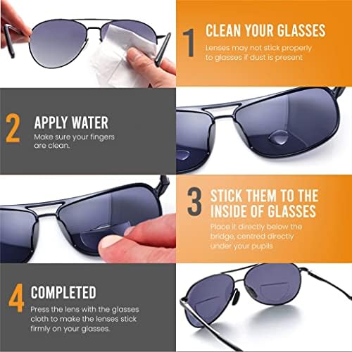 Bifocal Buddy Stick em lentes bifocais - óculos de leitura de ampliação bifocais para óculos de sol, óculos de segurança,
