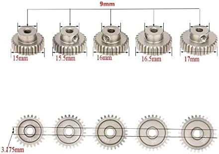 Moudoauer 1/10 RC Motor Gear Gear Substituição, 21t 22t 23t 24t 25t Motor Gears Conjunto de engrenagem de inclinação