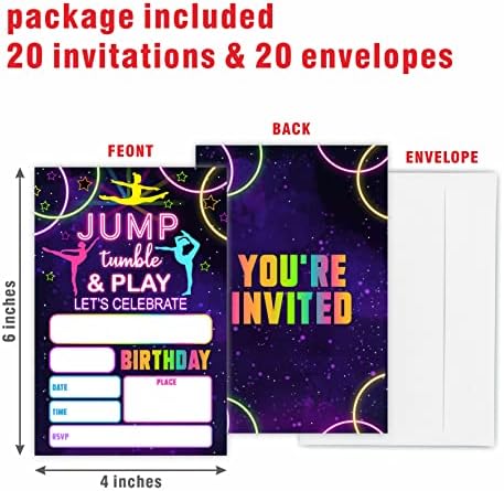 Convites de aniversário, cartões de convite para festas de aniversário （20 contagem) com envelopes, preenche os cartões