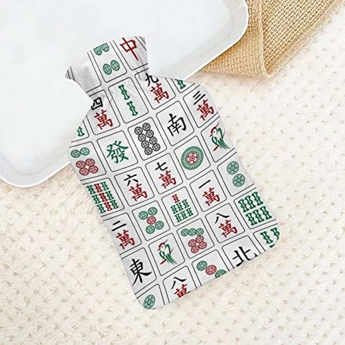 Manamão de água quente padrão de Mahjong com tampa macia 1l grande bolsa mais quente clássica para os pés da mão do ombro pescoço