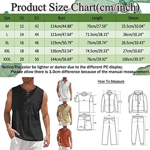 XXBR 2022 Tampas de linho de algodão de verão para homens sem mangas camisa hippie drawstring v pescoço casual fit tanks de praia