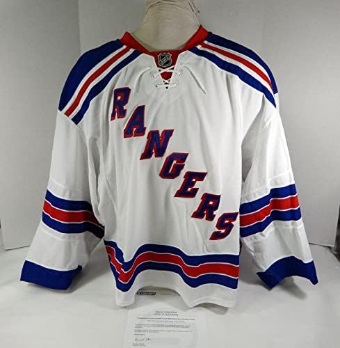 O jogo em branco do New York Rangers emitiu White Away Jersey Reebok DP40457 - jogo usado NHL Jerseys