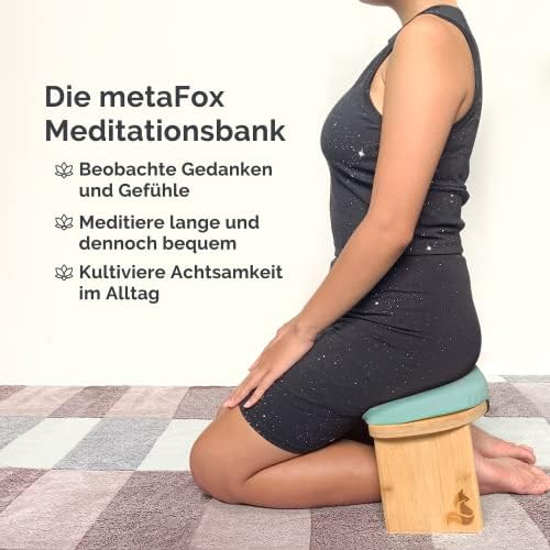 Banco de meditação Metafox | Federo dobrável de bambu com almofada e bolsa de transporte | Para sua prática de atenção