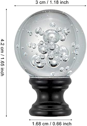 2 pacote de lâmpada de cristal tampa finial, bolhas transparentes em forma de bola vidro com base no botão de parafuso,