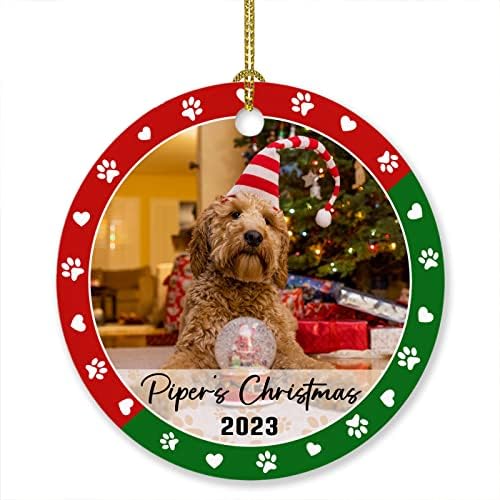 Picture Cat Dog Pet Ornament Christmas 2023, Presentes de ornamento de cães para gatos personalizados para gato / cachorro