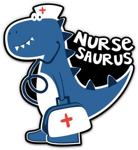 Adesivo de enfermagem engraçado de Nurseasaurus - adesivo de laptop de 3 - vinil impermeável para carro, telefone, garrafa de água