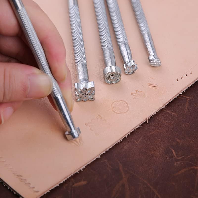 LMDZ 6pcs Couro de impressão da ferramenta de carimbo de sela Fazendo carimbos de couro de punção DIY Artesanato de couro artesanal