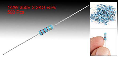 UXCELL A11082900UX0234 2,2K OHM 2K2 1/2W 5% Resistor de filme de carbono axial, 500 peças