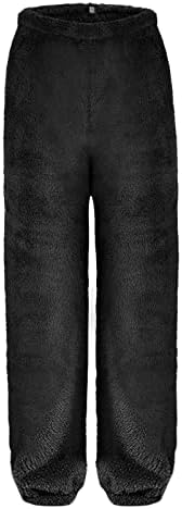 Calças de flanela feminina de Xcwer Winter calças acolchoadas quentes sherpa linham calças de lã de lã solteira solteira
