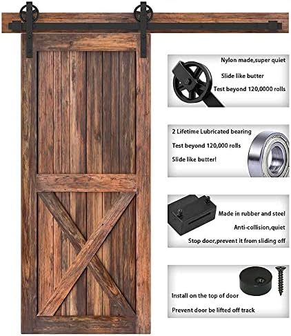 Kit de hardware de porta deslizante de madeira de 13 pés de 13 pés de 13 pés com 1pc de maçaneta de porta de celeiro