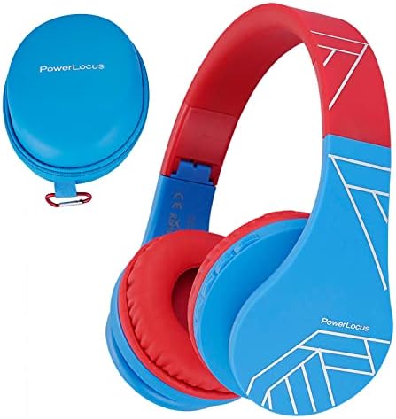 Fones de ouvido PowerLocus Bluetooth para crianças, fones de ouvido dobráveis ​​sem fio sobre ouvido, fone de ouvido com microfone,