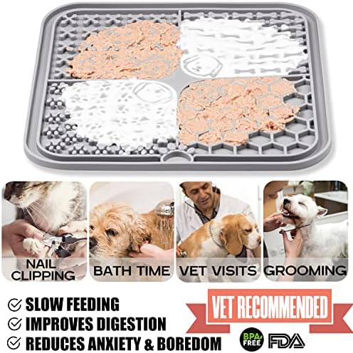 Lick tapete para cães e gatos, lambendo o alimentador lento com copos de sucção para alívio da ansiedade Redutor de tédio Bathing Bathing Helfing Brinquedos de enriquecimento para a manteiga de amendoim Trelas de iogurte lavadora