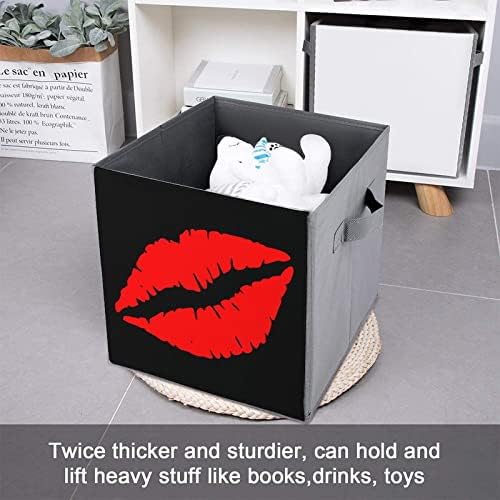 Beijar lábios grandes cubos bins de armazenamento de armazenamento de lona Organizadores de armários de armazenamento para prateleiras