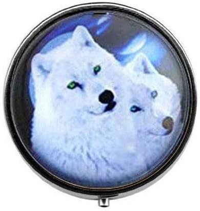 Jóias de jóias de lobo de lobo jóias de vidro de vidro - caixa de comprimidos de foto de arte - caixa de comprimidos de