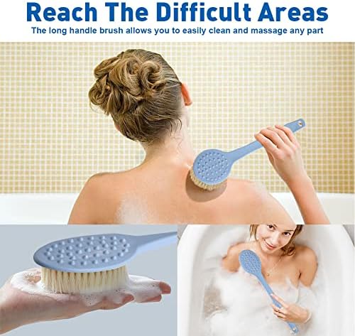 ZXBAERS 2PCS Brush de chuveiro com maçaneta longa, escovas de banho sem deslizamento macias, lavador traseiro para chuveiro, adequado para homens e mulheres