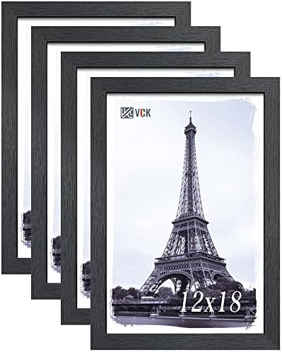 Conjunto de quadros de pôsteres VCK 12x18 de 4, quadros de imagem de madeira exclusivos texturizados com acrílico polido