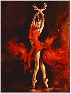 20x26inch abstrato pintura a óleo mulher Flamenco dançarina espanhola vermelha obra de arte moderna Lady Canvas Pintura Decoração de parede do quarto