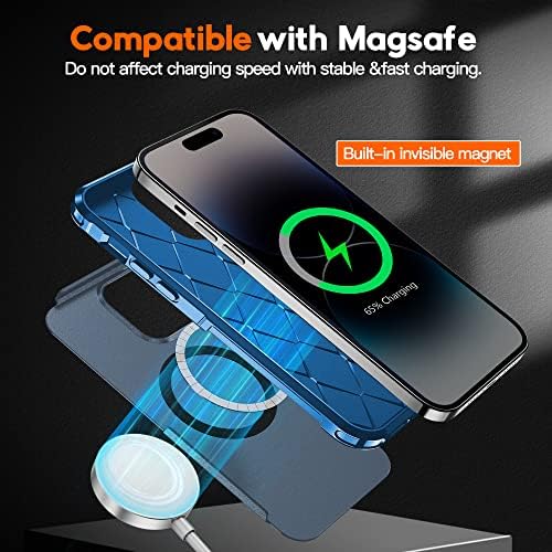 MoZoter [6 em 1 magnético para iPhone 14 Pro Case, [12 pés à prova de choque compatível com MagSafe] [2 PCS Protetor de tela de vidro+2
