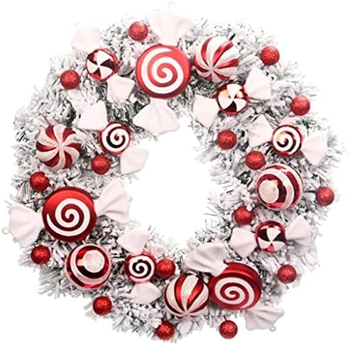 Jahh Simulação Christmas Greath and Candy Decoration Wreath Wreath Door Window Decoração do Anel Flor Day Party Decoração