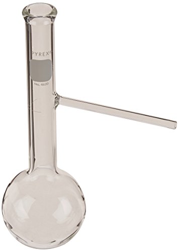 Corning Pyrex Borossilicate Glask de destilação de fundo redondo com tubulação de argola, capacidade de 250 ml